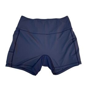 Peter Millar Navy Blue High Waisted Athletic Bike Shorts with Side Pocket Womens